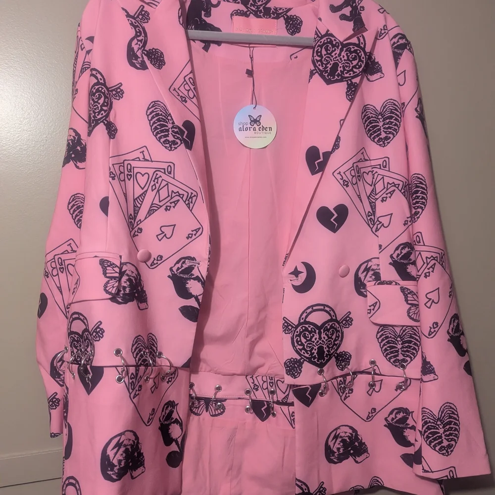 Vibrant Pink Graphic Women's Blazer